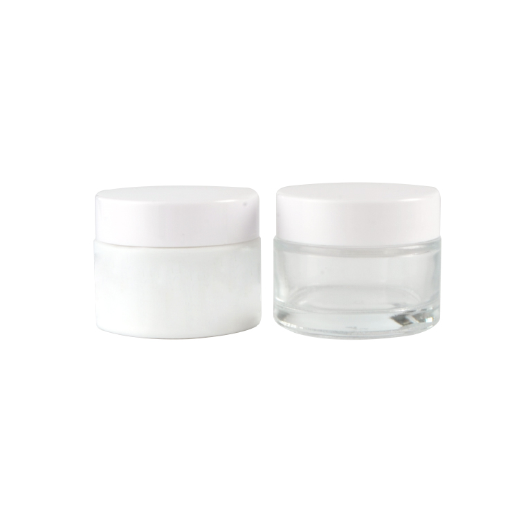 Transparent 50g glass jar with plastic cap
