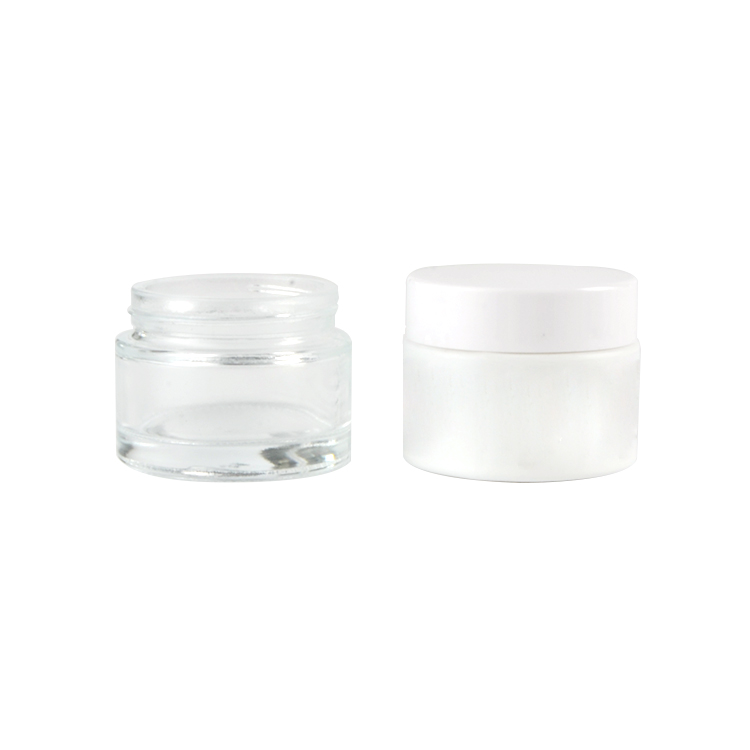 Transparent 50g glass jar with plastic cap