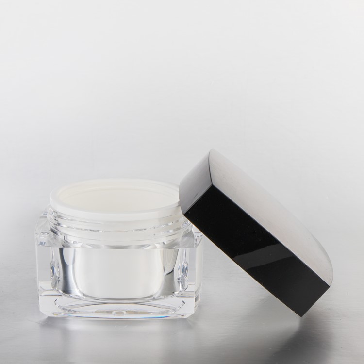 Transparent 50ml face cream square glass jar for cosmetics make up