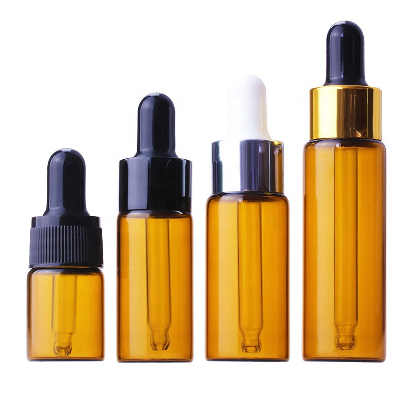 Transparent 5ml 10ml 15ml 20ml round mini attar essential oil glass dropper bottle with plastic wood lid