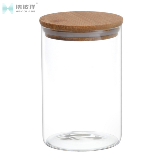 Transparent 600ml borosilicate glass jar with cork