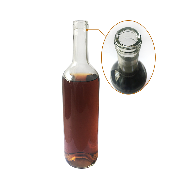Transparent 750 ml round shape 300H cork Bordeaux Wine glass bottle CY-004