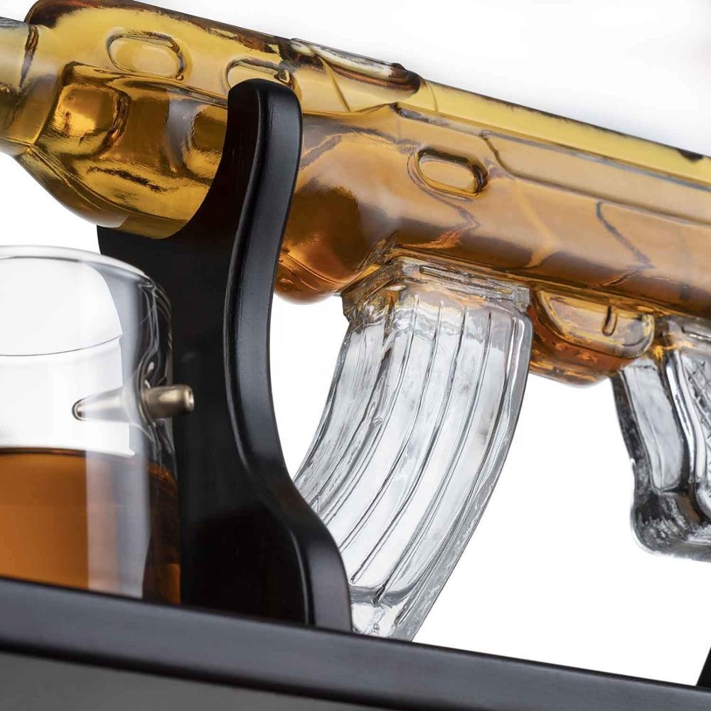Transparent AK 47 Gun Shaped Tequila Glass Liquor Vodka Bottle for Whiskey Gun Decanter Set