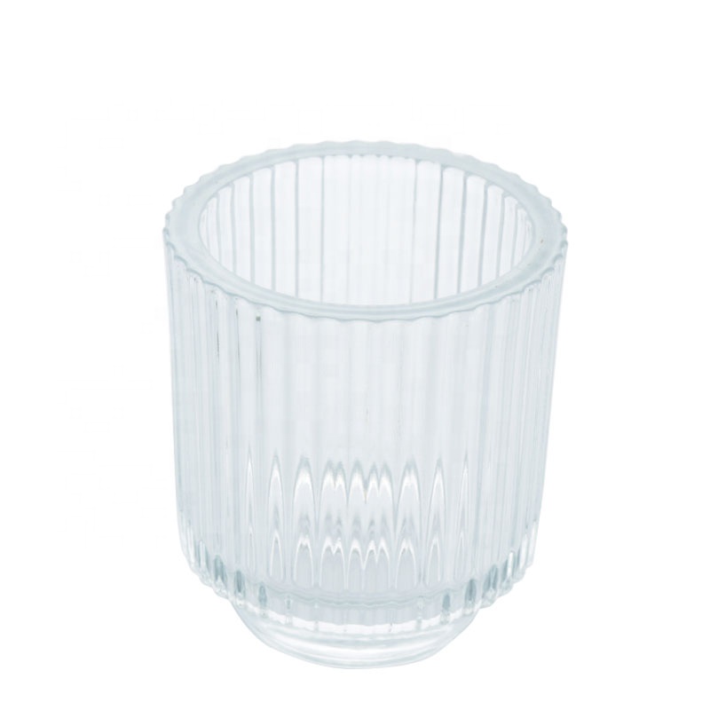 Transparent And Frosted Candle Cups Creative Vertical Glass Candle Holder Glass Jars For Candle