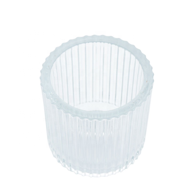 Transparent And Frosted Candle Cups Creative Vertical Glass Candle Holder Glass Jars For Candle