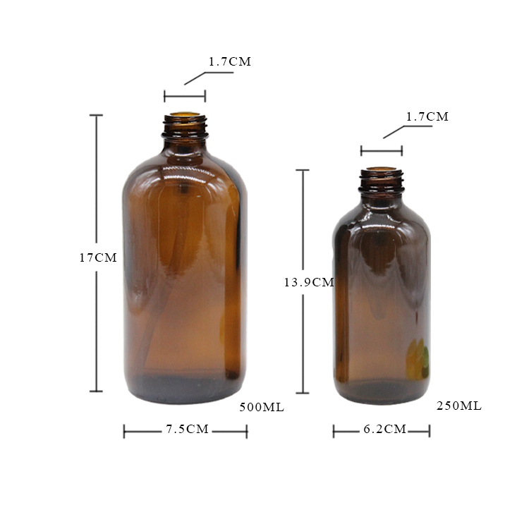 Transparent Brown Glass Lotion Shampoo Container Spray Bottle Essential Oil Bottles
