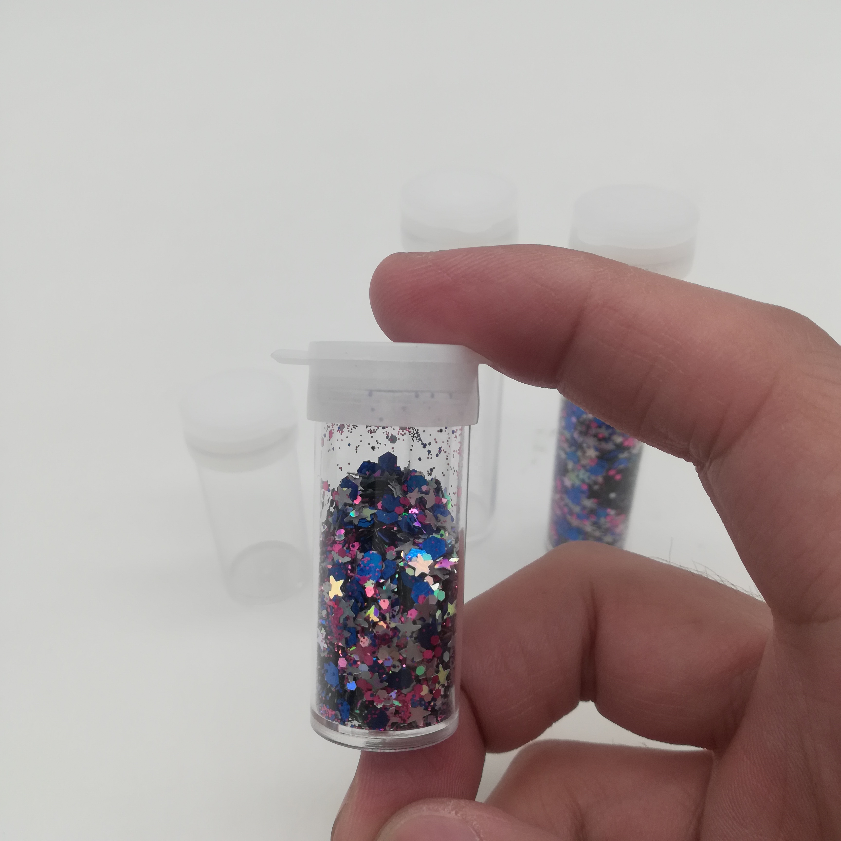 Transparent Clear Plastic Cosmetic Jars Empty Sample Container for glitter powder