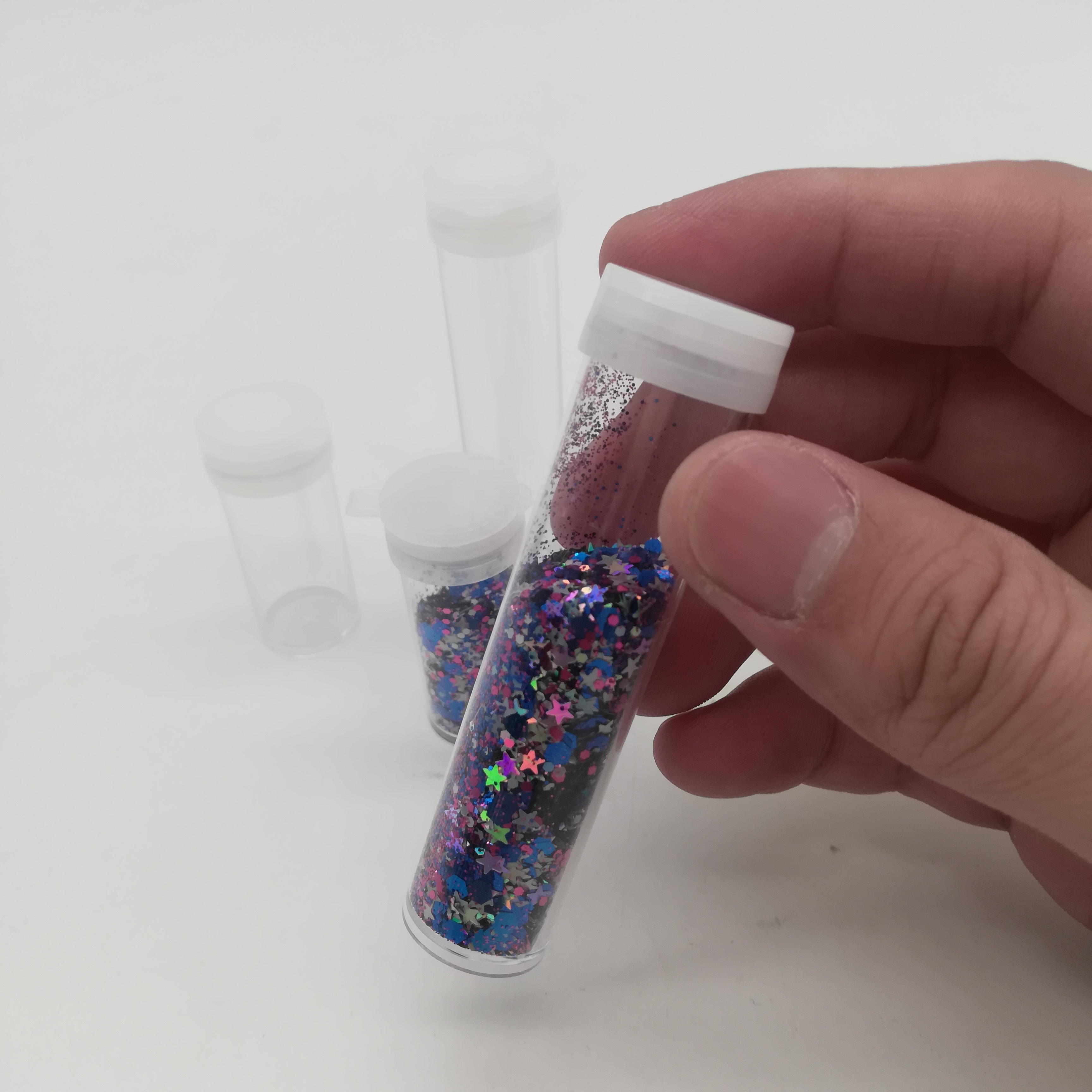 Transparent Clear Plastic Cosmetic Jars Empty Sample Container for glitter powder