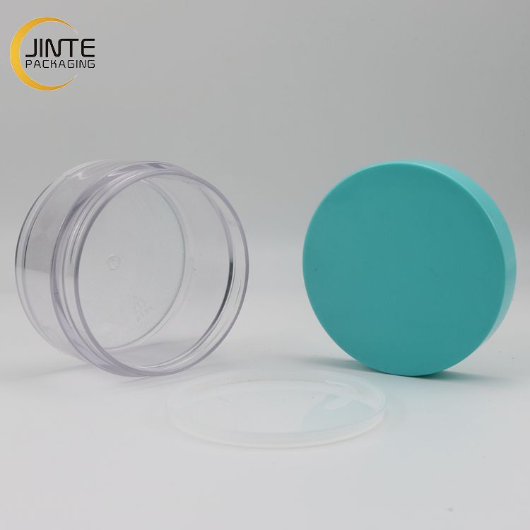 Transparent Colour Cosmetic Plastic  Jar Packaging  With Blue  Cover 30g 50g 100g 200g 250g