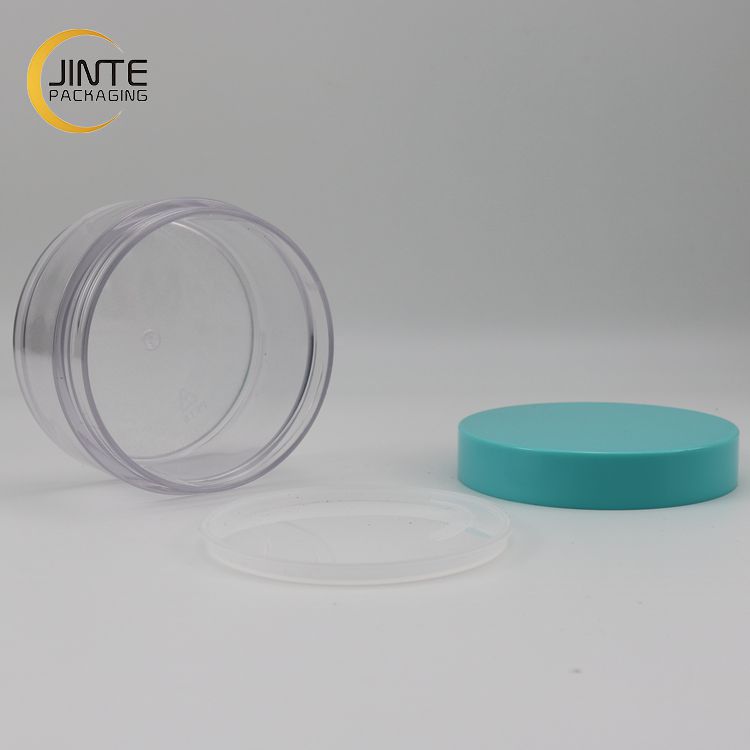 Transparent Colour Cosmetic Plastic Jar Packaging With Blue Cover 30g 50g 100g 200g 250g