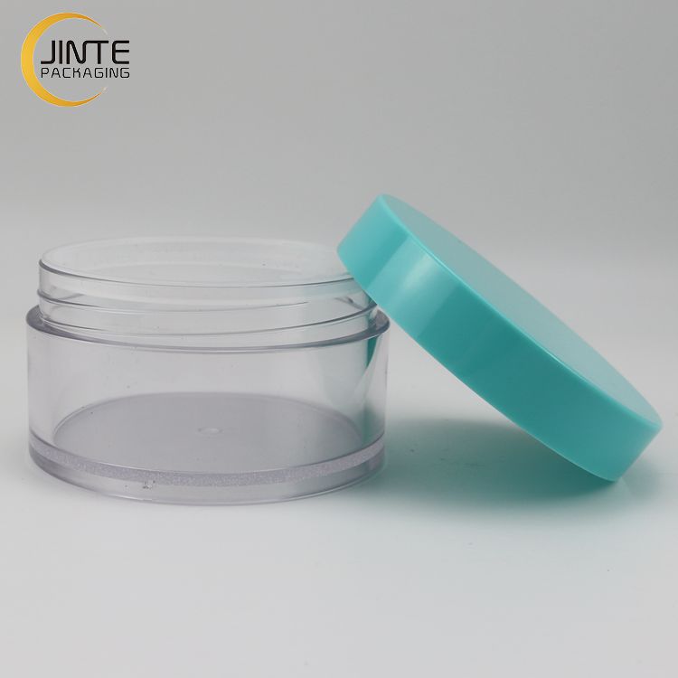 Transparent Colour Cosmetic Plastic Jar Packaging With Blue Cover 30g 50g 100g 200g 250g