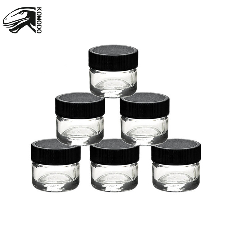 Transparent Concentrated Container 5ml no-stick Dab Container 5ml Dab Glass Jar with Black Lid