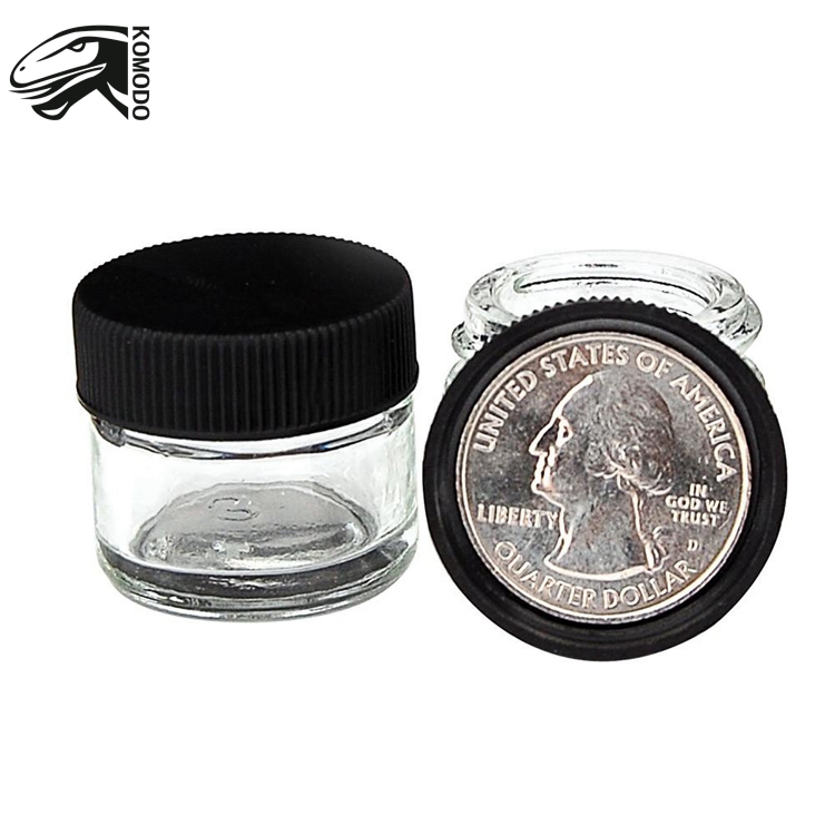Transparent Concentrated Container 5ml no-stick Dab Container 5ml Dab Glass Jar with Black Lid
