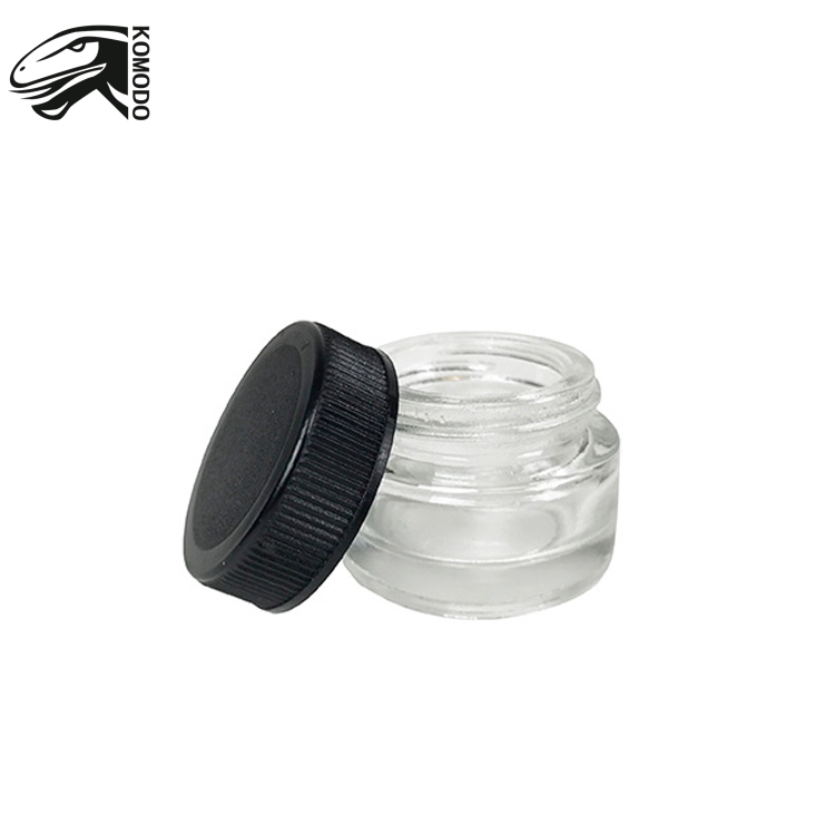 Transparent Concentrated Container 5ml no-stick Dab Container 5ml Dab Glass Jar with Black Lid