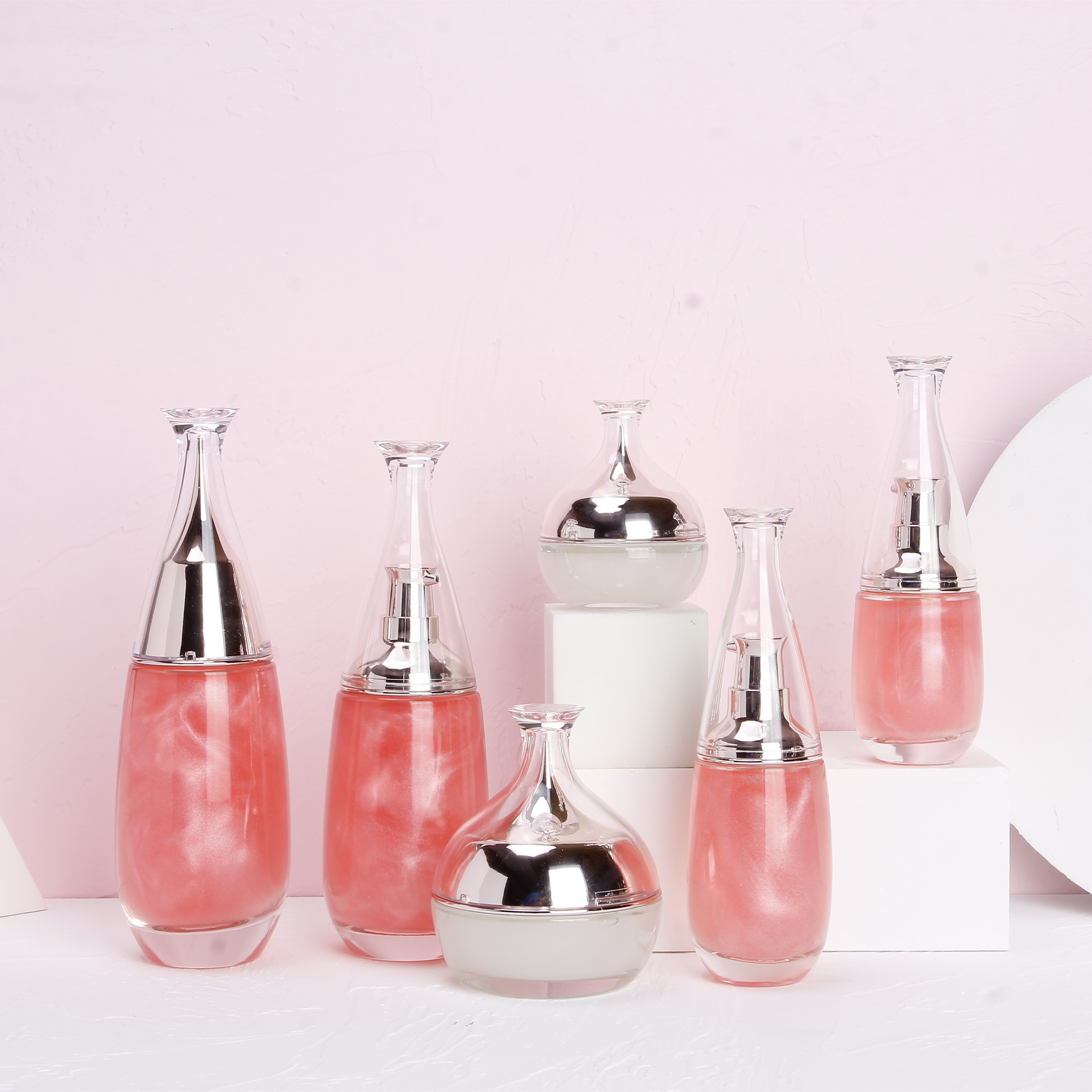 Transparent Cosmetic Bottle Essential Oil Face Glass Dropper Bottle With Silver Cover