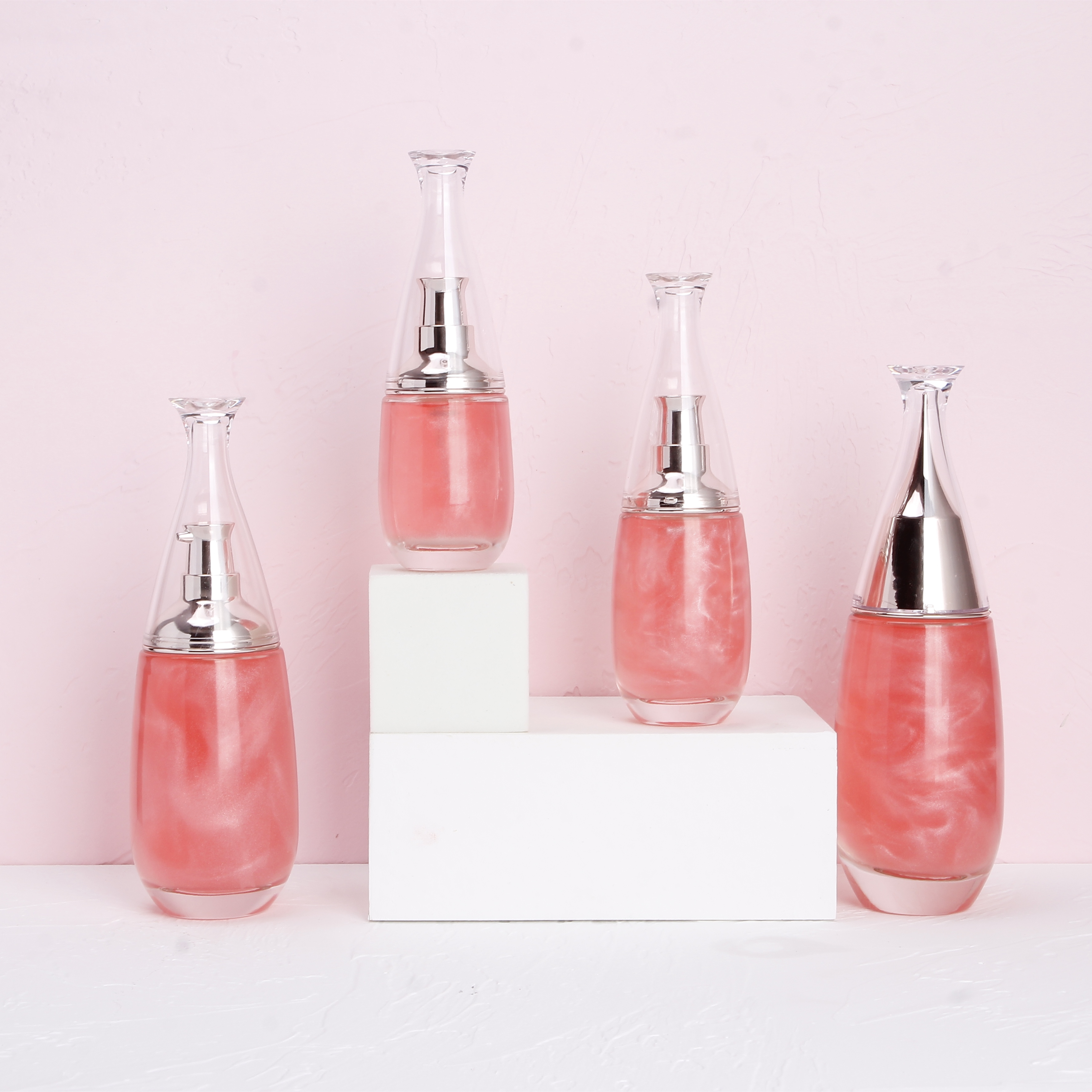 Transparent Cosmetic Bottle Essential Oil Face Glass Dropper Bottle With Silver Cover