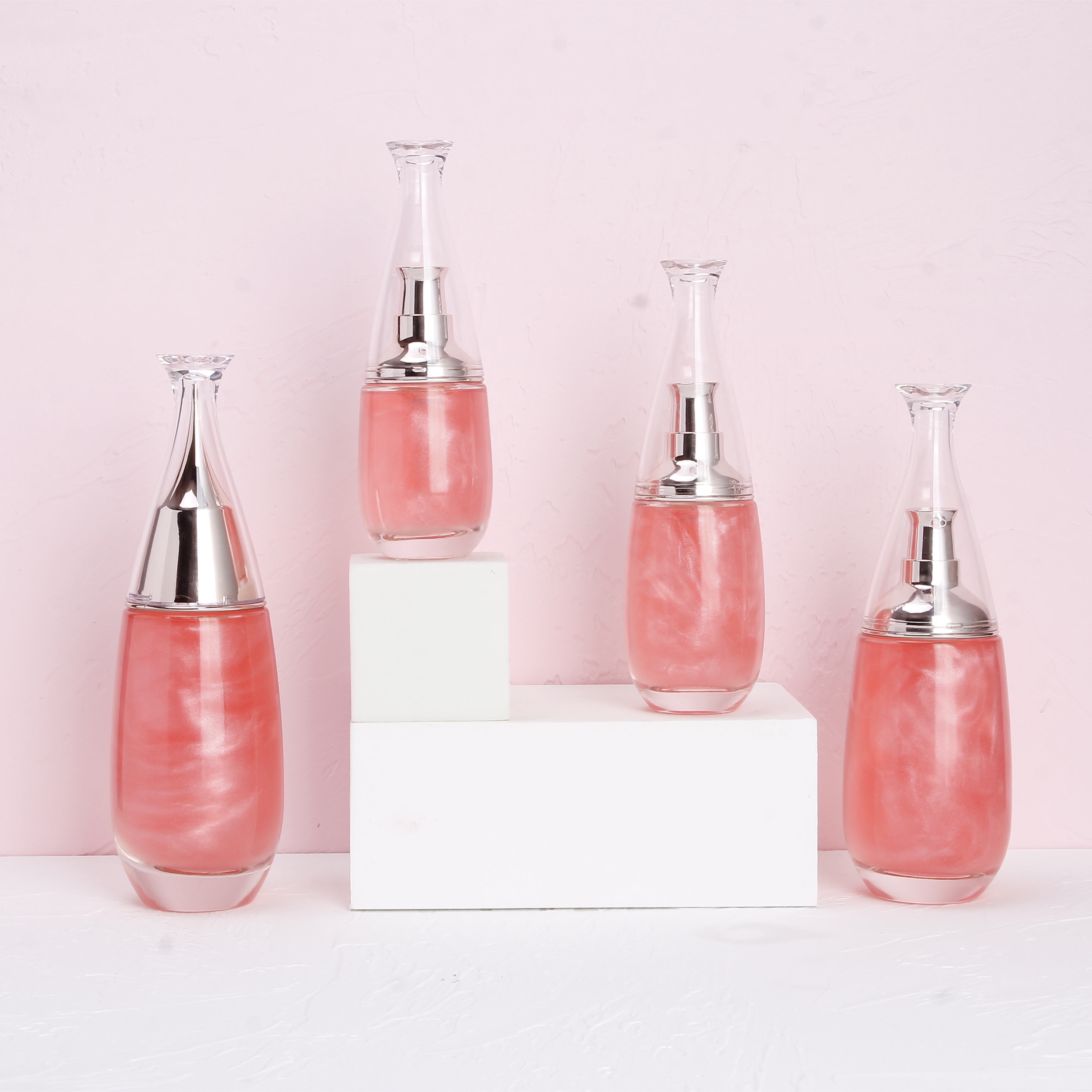 Transparent Cosmetic Bottle Essential Oil Face Glass Dropper Bottle With Silver Cover