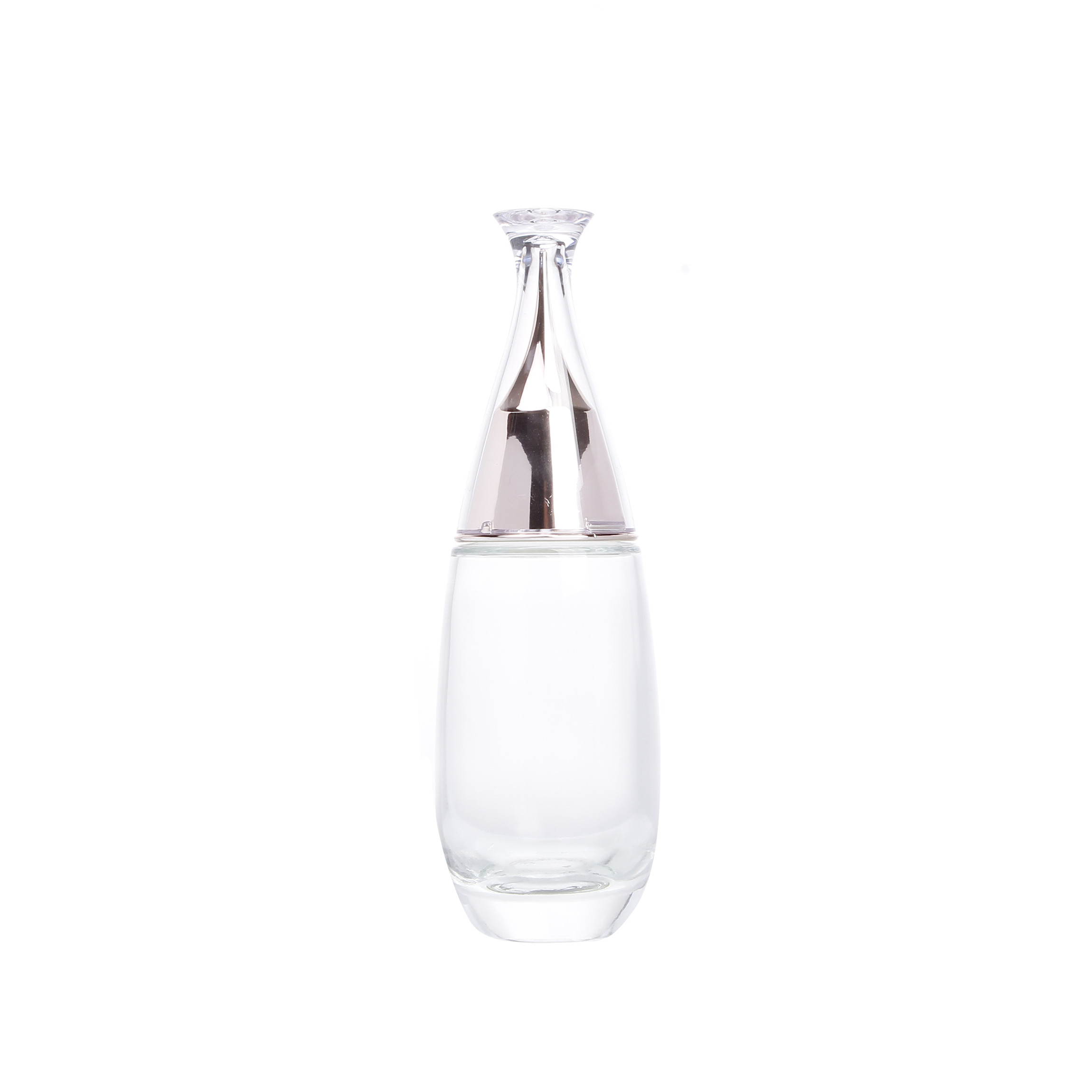 Transparent Cosmetic Bottle Essential Oil Face Glass Dropper Bottle With Silver Cover
