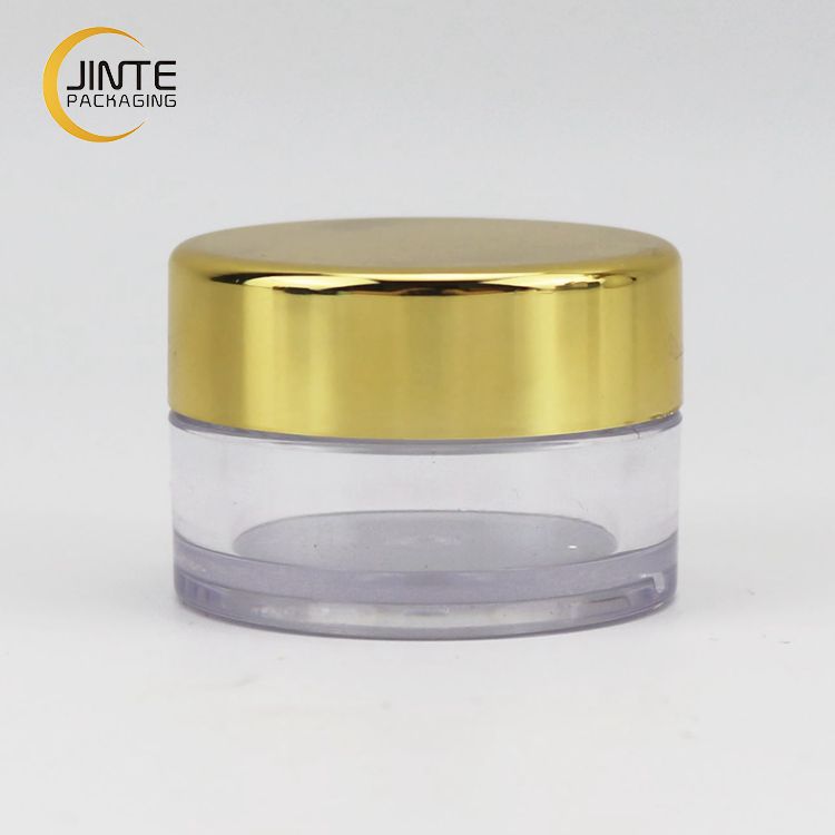 Transparent Cosmetic Container 10g With Gold Lid For Lip Scrub Cream Ready To Ship