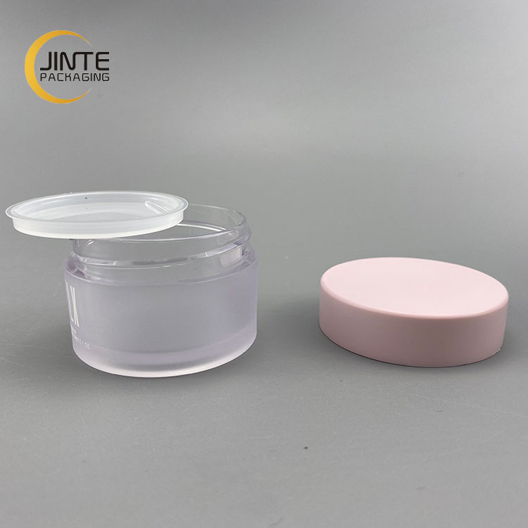 Transparent Cosmetic Container 10g to 30g With Pink Lid For Body Cream Body Butter Facial