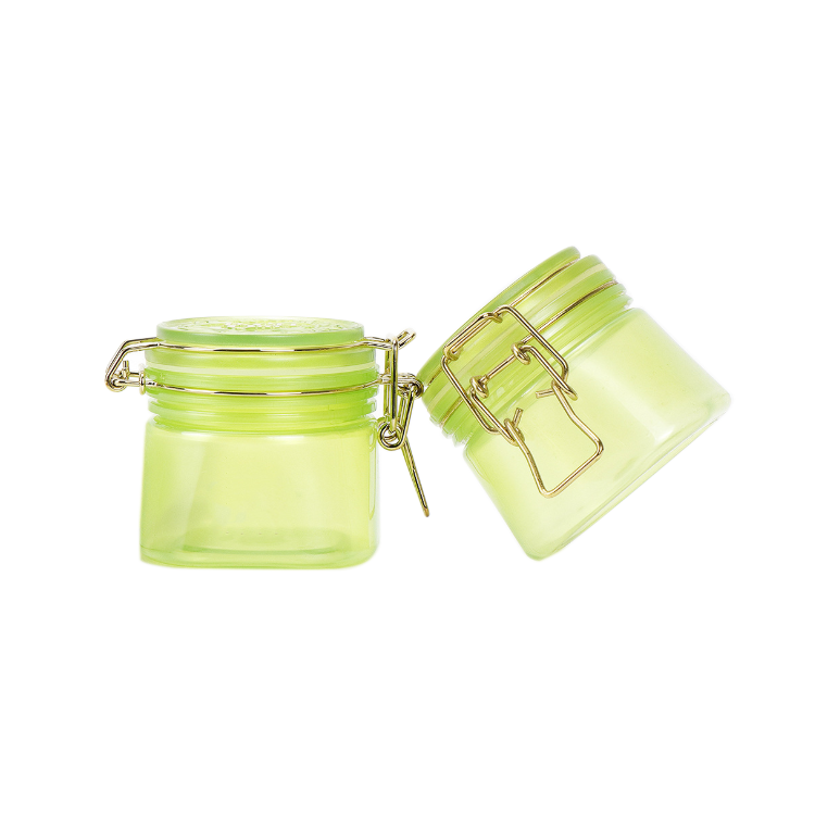 Transparent Facial Cosmetic Jar 200ml PET Plastic Storage Seal Lock Lid Jar