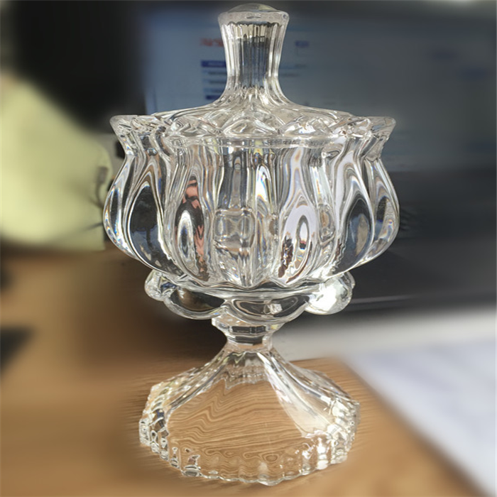 Transparent Favors Special Design Crystal Sugar Candy Bowl Glass Jar With Lid Elegant Round Food