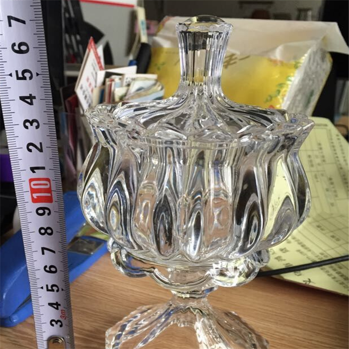 Transparent Favors Special Design Crystal Sugar Candy Bowl Glass Jar With Lid Elegant Round Food