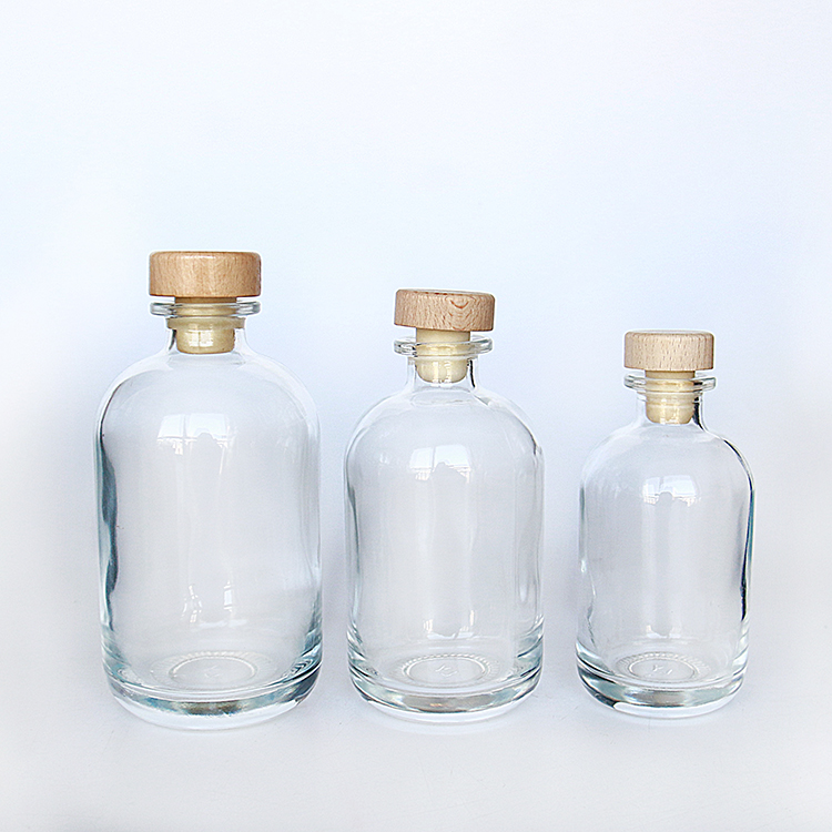 Transparent Frosted 100ml 250ml 375ml 500ml Glass Bottle With Cork Lid