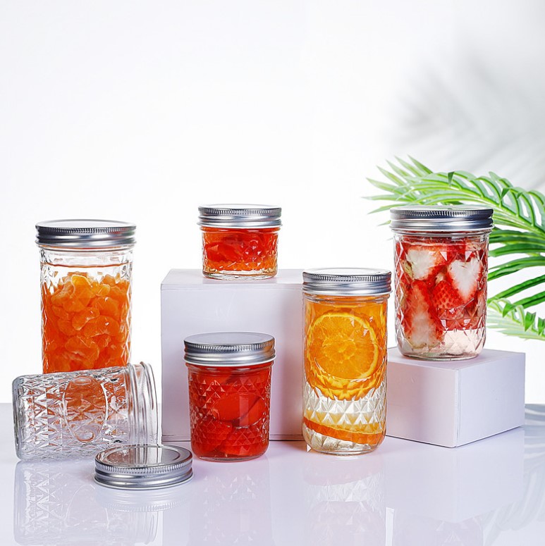 Transparent Glass Jar with Lid Caviar Drink Milk Tea Jar Sealed Honey Jam Bird's Nest Jelly Jar
