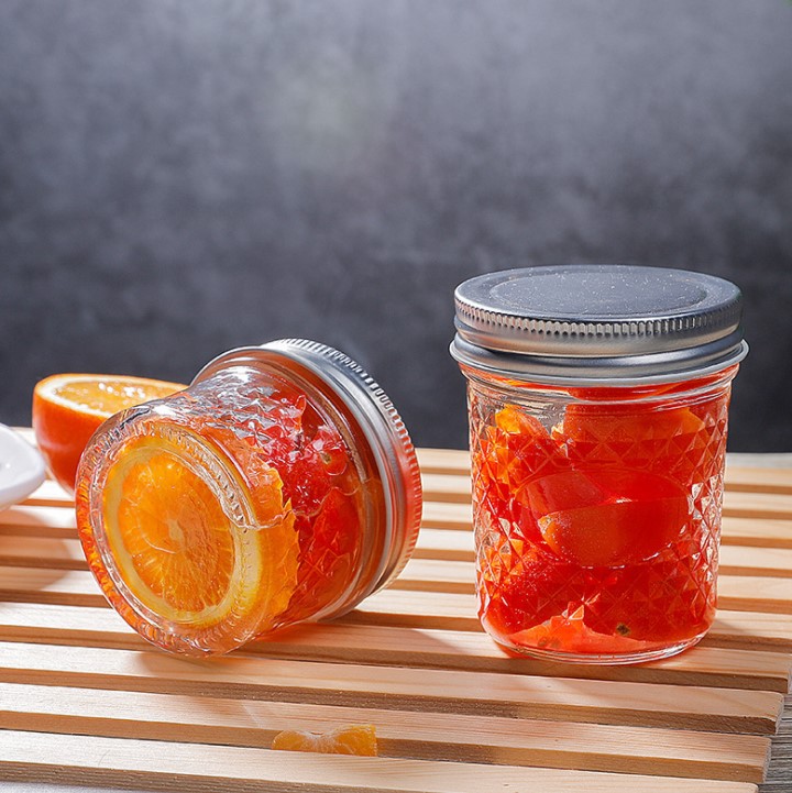 Transparent Glass Jar with Lid Caviar Drink Milk Tea Jar Sealed Honey Jam Bird's Nest Jelly Jar