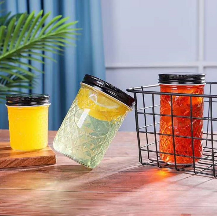 Transparent Glass Jar with Lid Caviar Drink Milk Tea Jar Sealed Honey Jam Bird's Nest Jelly Jar