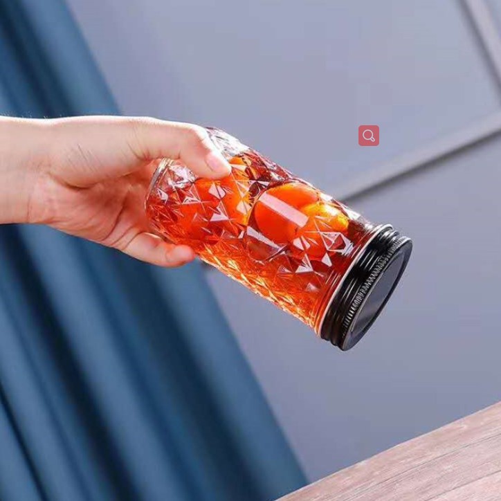 Transparent Glass Jar with Lid Caviar Drink Milk Tea Jar Sealed Honey Jam Bird's Nest Jelly Jar