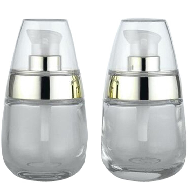 Transparent Glass Pump Bottles Dispenser Jars with lotion pump for Cosmetic Serums Face Cream