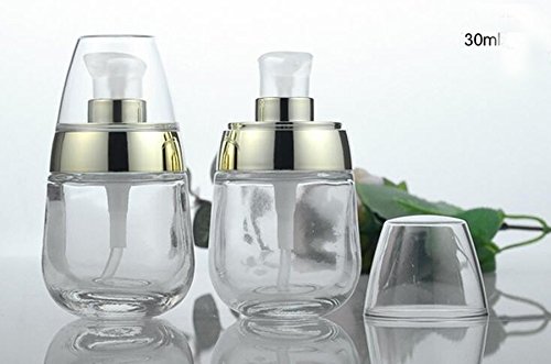 Transparent Glass Pump Bottles Dispenser Jars with lotion pump for Cosmetic Serums Face Cream