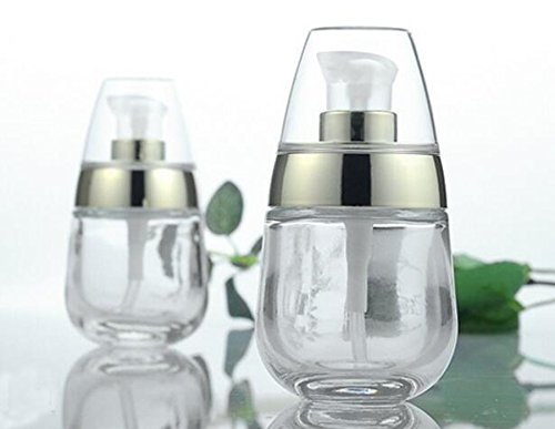 Transparent Glass Pump Bottles Dispenser Jars with lotion pump for Cosmetic Serums Face Cream