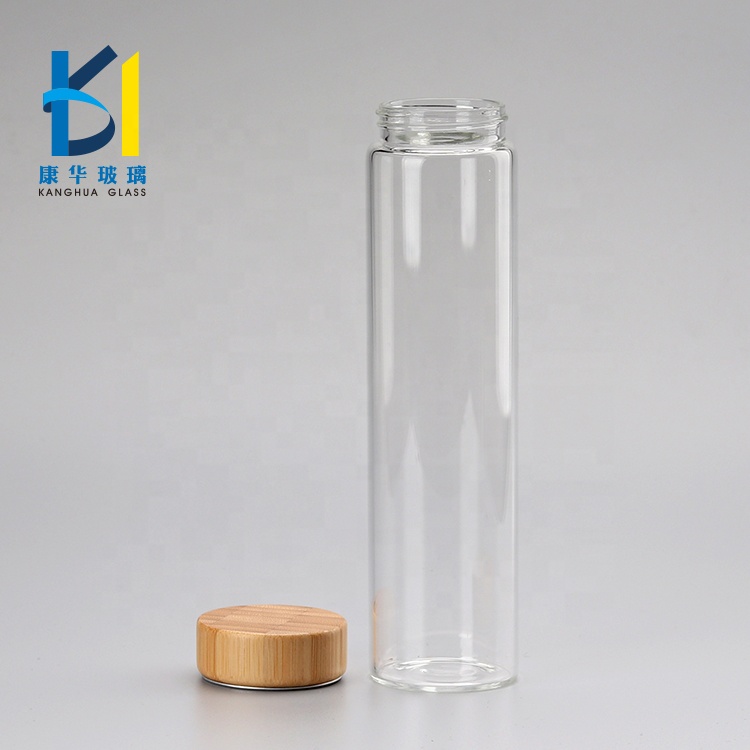 Transparent Glass Storage Bottle 50ml 100ml 150ml Glass Jar Bamboo Cap
