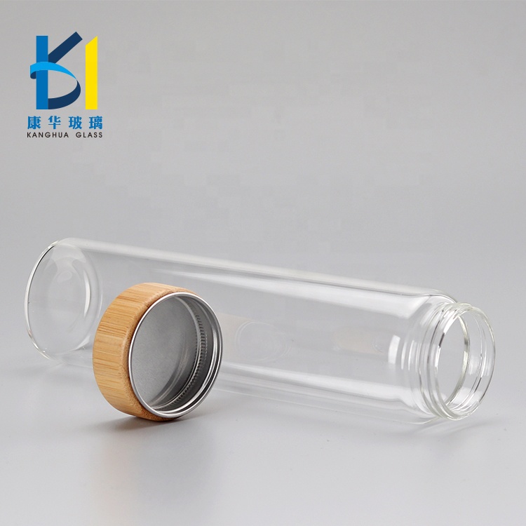 Transparent Glass Storage Bottle 50ml 100ml 150ml Glass Jar Bamboo Cap