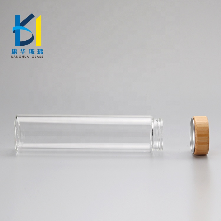 Transparent Glass Storage Bottle 50ml 100ml 150ml Glass Jar Bamboo Cap
