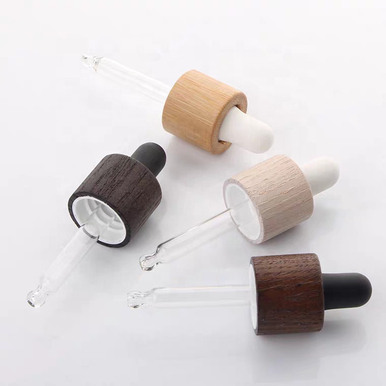 Transparent Glass Sub-bottle Dropper Bottle Bamboo Wood Cover Essential Oil Bottle