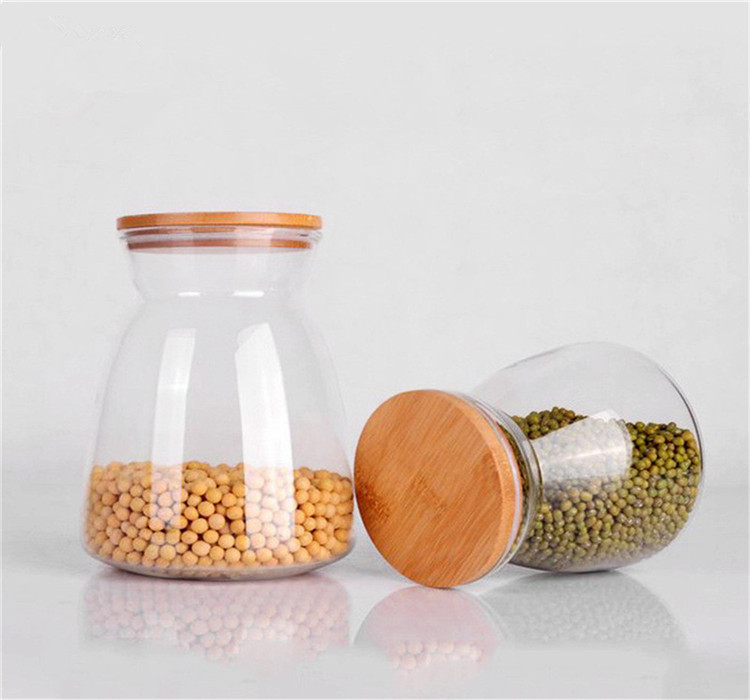 Transparent Kitchen storage containers with bamboo lids