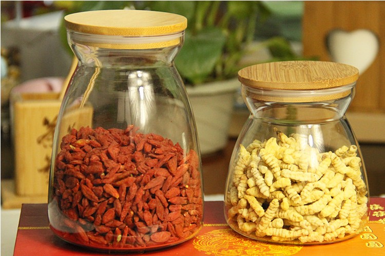 Transparent Kitchen storage containers with bamboo lids