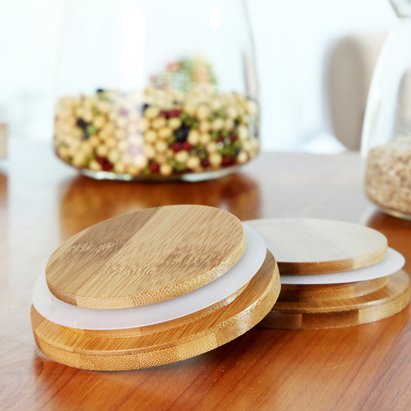 Transparent Kitchen storage containers with bamboo lids