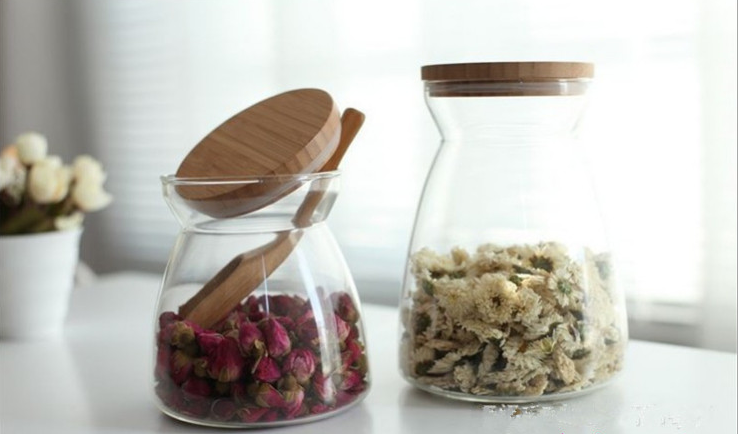 Transparent Kitchen storage containers with bamboo lids