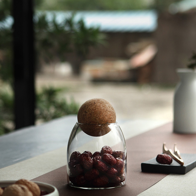 Transparent Lead-Free Glass Cork Sealed Can Storage Tank Grains Storage Jar Creative Cork Tea Containers Kitchen Storage
