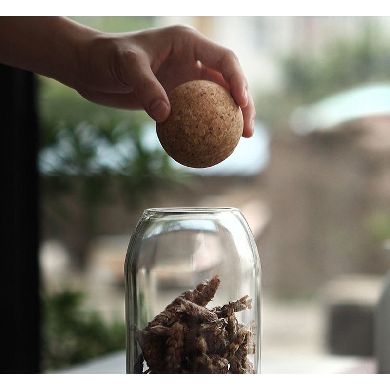 Transparent Lead-Free Glass Cork Sealed Can Storage Tank Grains Storage Jar Creative Cork Tea Containers Kitchen Storage