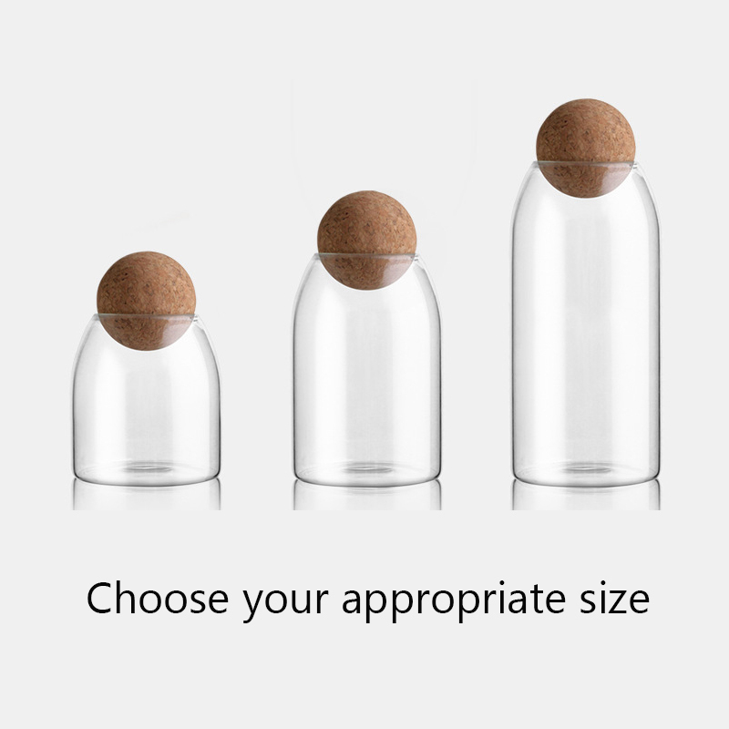 Transparent Lead-Free Glass Cork Sealed Can Storage Tank Grains Storage Jar Creative Cork Tea Containers Kitchen Storage