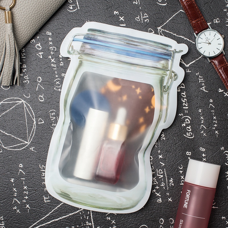 Transparent Mason Jar Shaped Stand Up Pouch For Candy/Peanuts/Cookies Packaging Moistureproof Matte Packaging Bag With Zip Lock