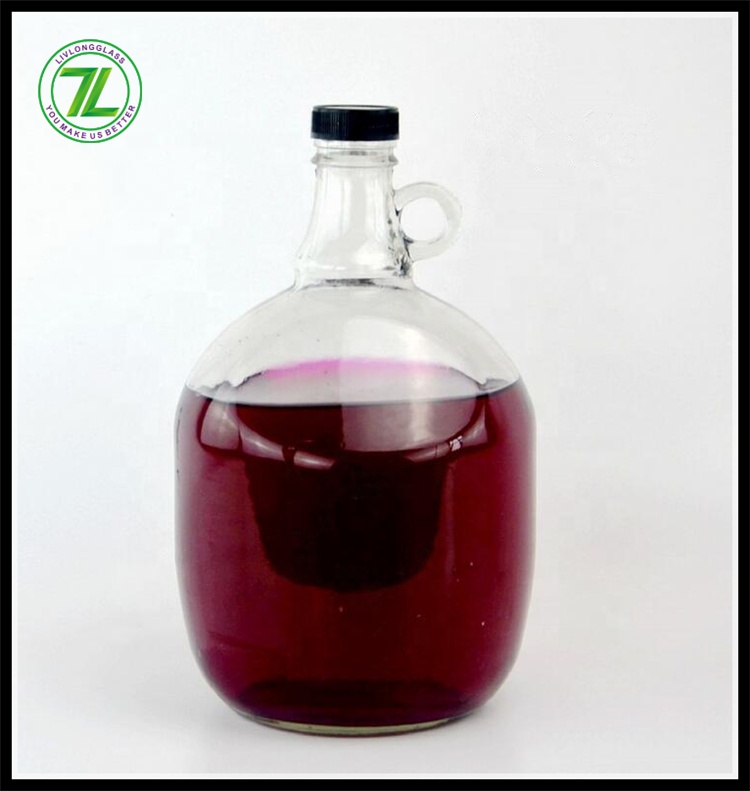 Transparent One Gallon 3.7L Glass Jug Kitchen Craft Pot Wine Bottles with Airtight Screw Caps