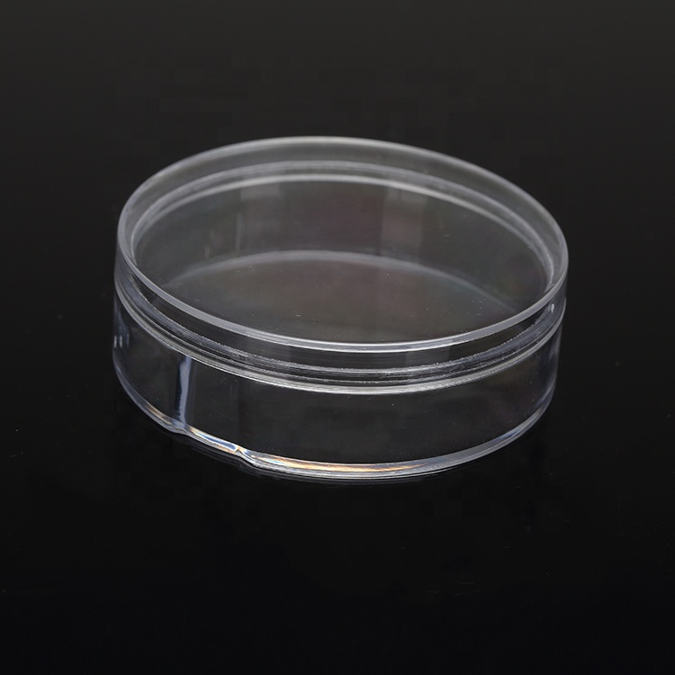 Transparent Polystyrene Round Cosmetic Case Containers for Powder Puff