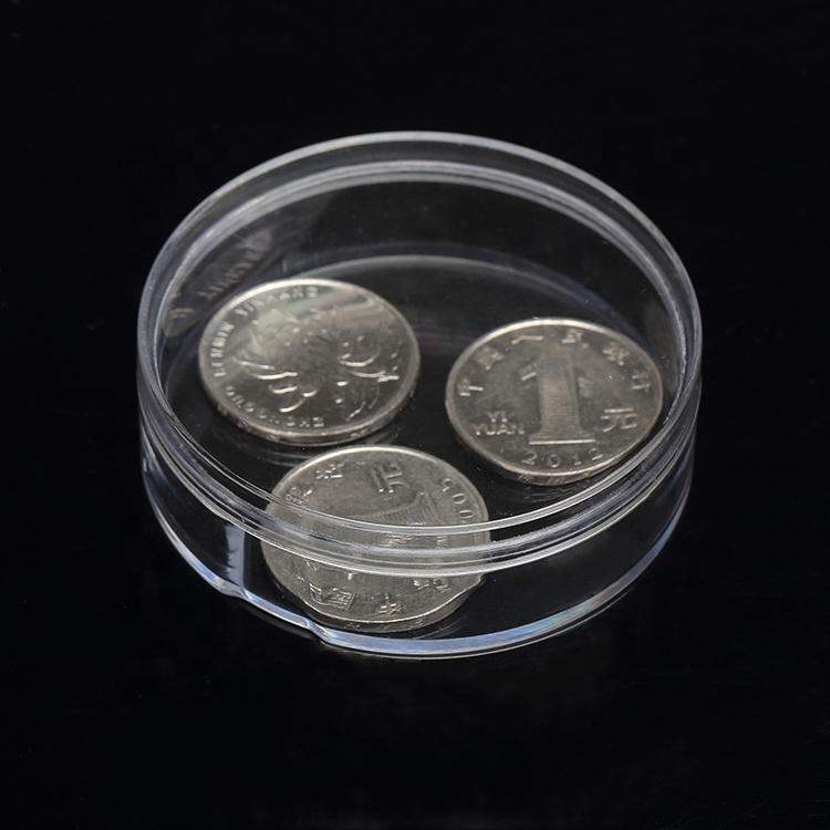 Transparent Polystyrene Round Cosmetic Case Containers for Powder Puff